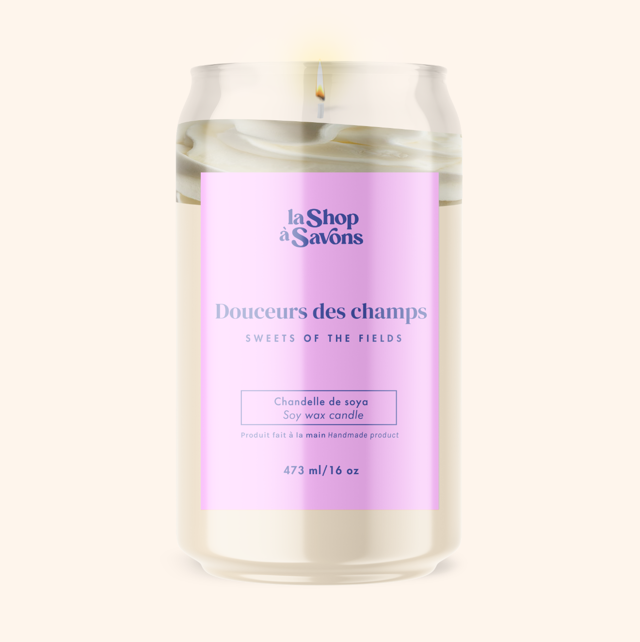 Chandelle de soya 16 oz - Douceurs des champs